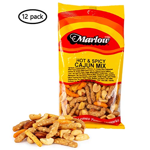 Hot & Spicy Cajun Mix, 12 Pack - Healthy Nuts and Seeds- All Natural and Low Calorie Nut Snack Pack - Tasty, Vegetarian and Kosher - 2 Ounce Bags - By Marlow
