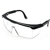 MDJOTRO Safety Glasses Clear HD Anti-fog Goggles Eye Protective Eyewear Adjustable Frame Work Safety Glasses Over Eyeglasses