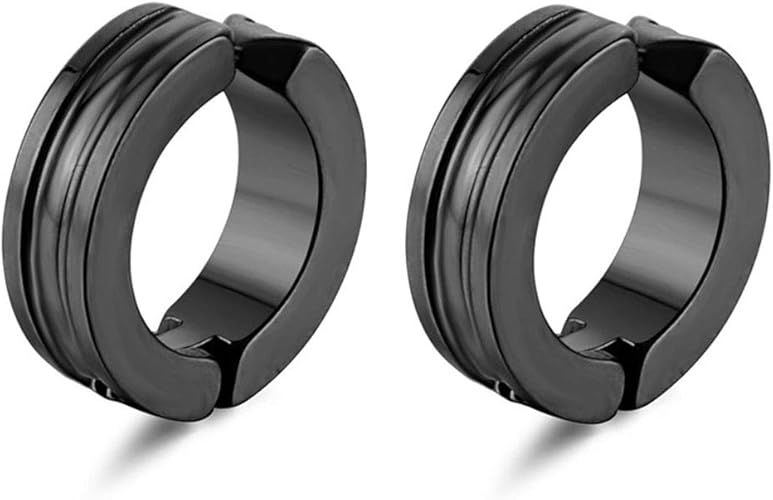 Amazon Rockyu ピアス メンズ 黒 ブラック フープ イヤーカフ 穴不要 リングピアス ステンレス 高級ピアス シンプル 男女兼用 仕上げ 金属アレルギー対応 ボディピアス 通販