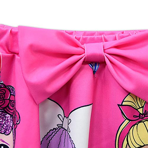Rohero Toddler Baby Girls Swimsuits Two Piece Doll Print Ruffle Swimwear Bathing Suit for Doll Surprised (130cm/ 5-6Y, Rainbow Rose 1) - Thumbnail 6