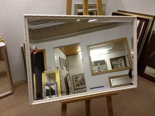 ORNATE WHITE GOLD SHABBY CHIC STYLE WALL OVERMANTLE MIRRORS - VARIOUS (Plain Mirror Glass, 38" x 26")