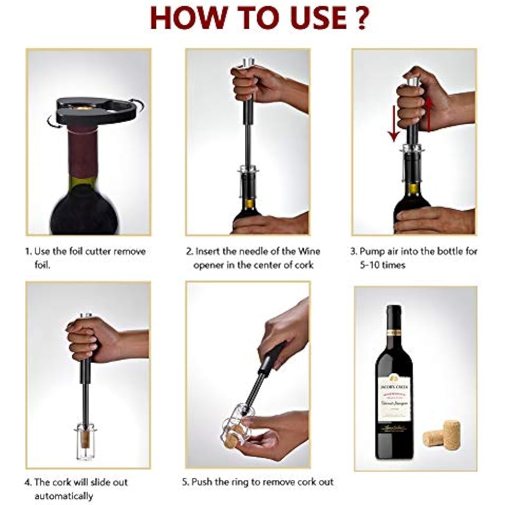 Wine Opener, Air Pressure Pump Set, Bottle Cork Remover Tool Kit