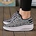 JARLIF Women's Platform Canvas Walking Sneakers - Comfortable Lightweight Lace-up Fitness Shoes Black US7