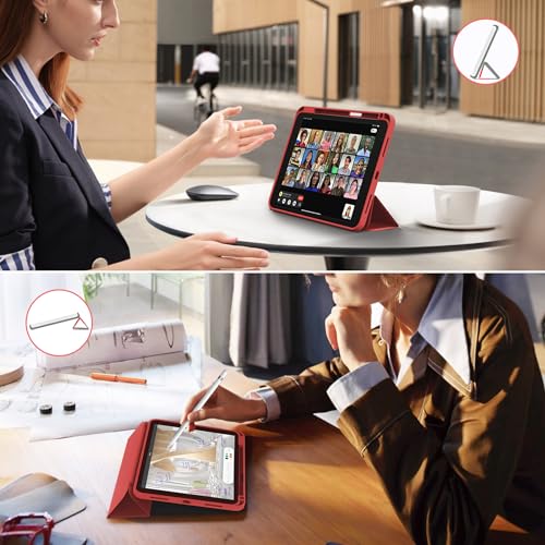 CACOE iPad 10 Generation Case Cover with Pencil Holder 10.9 inch 2022 A2757/A2777, Ultra Thin Soft TPU Back Protective Case with Stand - Bright Red