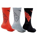 Nike Boy's 3-Pairs Graphic Performance Bright Orange Crew Socks