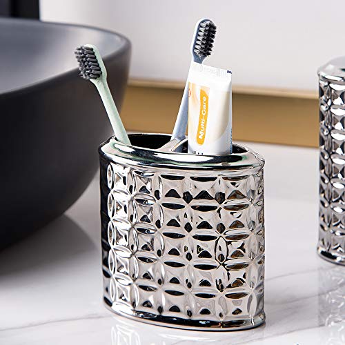 Silver Bathroom Accessory Set, 4Piece Bathroom Decorations Accessories