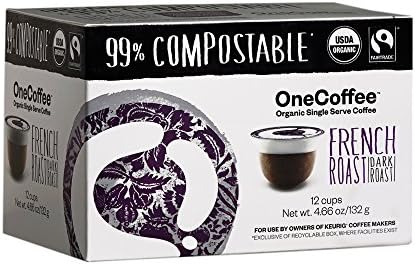 OneCoffee Organic Single Serve Coffee for Keurig Coffee Makers- 1 Box of 12 Cups (French RoastDark Raost))