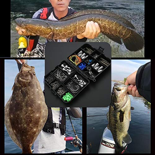 Ilure Fishing Accessories Tackle Box Kit with Hooks Weights Jig Heads O-Rings and Many More for Bass Freshwater and Saltwater