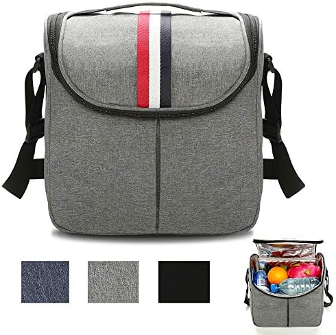 Adult Lunch Bag Insulated Lunch Box Large Cooler Waterproof Tote Bag for Men Women  Lunch Holder Organizer for Work School Picnic Detachable Shoulder Strap 9X5.1X10Inch