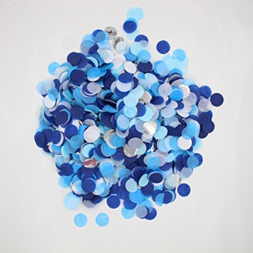 Mybbshower Tissue Paper Party Confetti in Blues White Silver Boys Baby Shower Table Decor 25 mm Pack of 5000