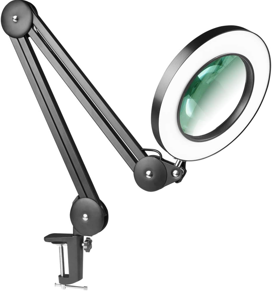 Gerintech Magnifying Lamp with Clamp, Desk Lamp with 2.25x Magnifying