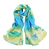 Datework Women's Chiffon Soft Long Wraps Shawl Beach Silk Scarf (C)