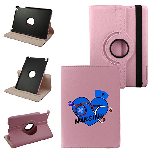 iPad Mini 1/2/3 NURSING Synthetic Leather Rotating Case 360 Degrees Multi-angle Vertical and Horizontal Stand with Strap (Pink) - Thumbnail 6