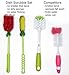 Long Bottle Brush Cleaner Set (3-in-1) & Straw Brushes - Bottle Cleaner Brush with Straw Cleaner - Thick and Thin Dish Brush Set with Straw Cleaners for Washing Baby Bottle, Water Bottles, Mugs