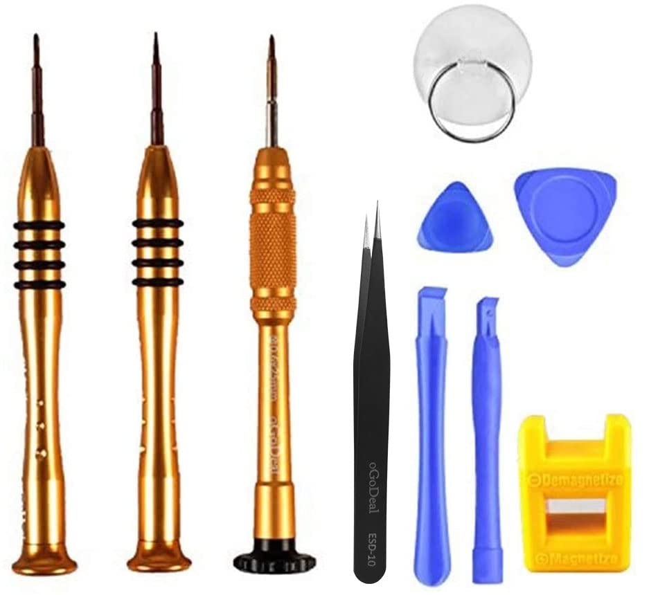 oGoDeal Screwdriver Set Kit for Apple iPhone 1.5mm PH000 Phillips,0.8mm Star P2 Pentalobe,Y 0.6mm Y000 Tri-Point Triwing Screworiver for iPhone 11 Pro X XS XR 8 Plus 7 6S 6 SE 5S Repair Tool Kit