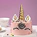 LUTER Cake Topper, Handmade Gold Unicorn Birthday Cake Topper, Reusable Unicorn Horn, Ears Eyelash Set, Unicorn Party Decoration Birthday Party, Baby Shower Wedding (Set of 5, 6 x 1.37in)