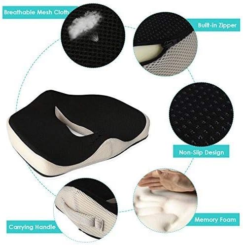 Flybiz Foam Seat Orthopedic Seat Cushion, for Coccyx Sciatica Hemorrhoid Tailbone Back Pain Relief, Ergonomic Posture Seat Pad with Cool Mesh Fabric for Office Chairs, Car Seat, Recliner, Wheelchair - Image 5