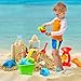 23 Pcs Beach Sand Toys Set, Ohuhu Beach Toys for Age 3-10, Include Beach Molds, Sand Molds, Bucket, Beach Shovel Tool Kit, Sand Water Wheel, Animals, Castle, for Toddlers, Kids with Mesh Bag