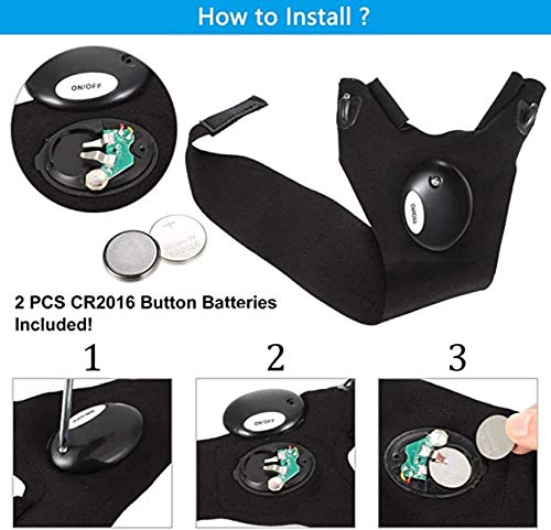 GUOSHUFANG LED Fingerlos Angelhandschuhe, 1 Paar Outdoor Taschenlampe Handschuhe Schwarz, Arbeitshandschuhe mit Licht… – Bild 7