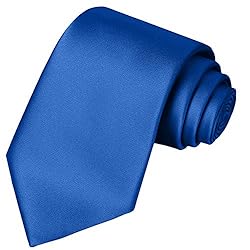 KissTies Royal Blue Satin Tie Solid Necktie Wedding