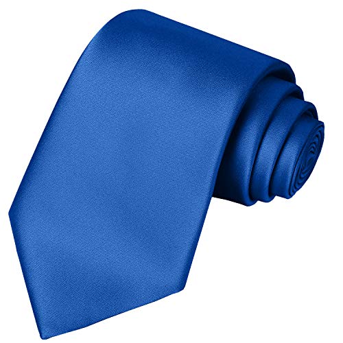 KissTies Royal Blue Satin Tie Solid Necktie Wedding