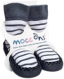 Mocc Ons Cute Moccasin Style Slipper Socks - 12-18 Months, Nautical Stripe