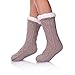 SDBING Women's Super Soft Warm Cozy Fuzzy Fleece lined Twist Non-Slip Winter Christmas gift Slipper Socks (Light Gray)