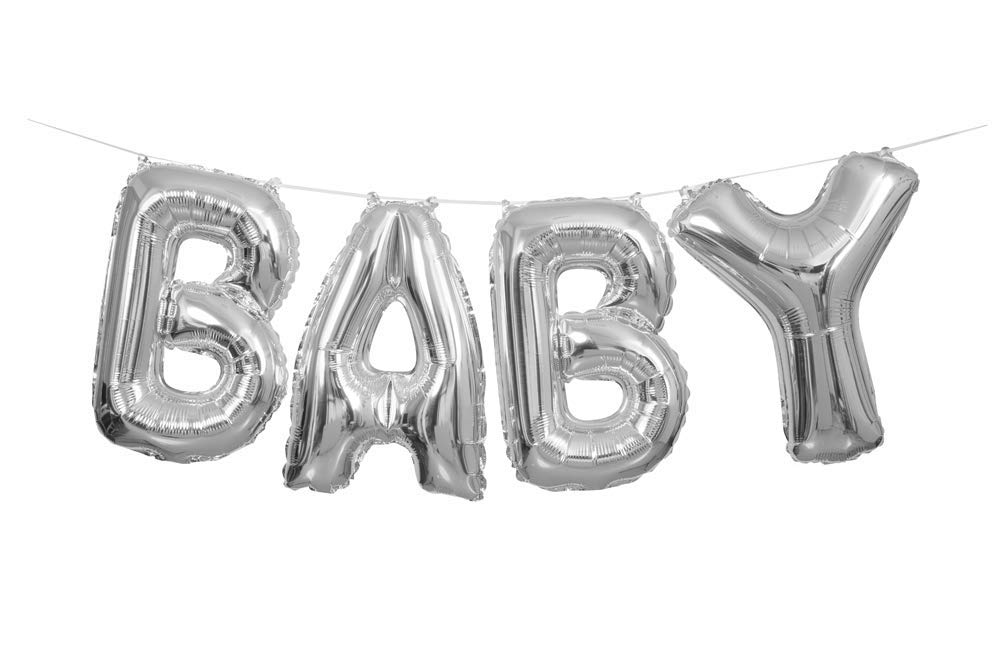 Shimmering Silver Baby Letter Foil Balloon Banner Kit (35cm) 1 Set - Perfect for Parties and Events โ image 1