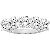 Diamond2Deal 14k Yellow or White Gold Lab Grown Diamond 5-Stone Wedding Anniversary Band Ring (D-E Color, VS Clarity) (1/2 Ct to 3 Ct)