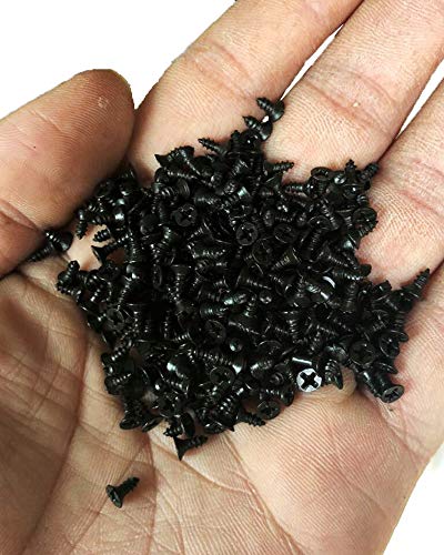 Small Screw, BLUELEC Antique Style AntiOxidative Finish Wood Screws for Fastening Plank, Plastic Materials or Resin Plywood, 45° Flat Head, Phillips Drive, 100pcs, 1/4 inch(2.5×6mm,1/4", Black) - Thumbnail 3