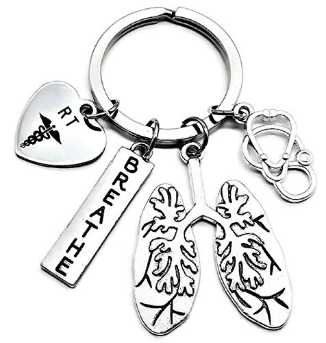 RT Respiratory Therapist Keychain, RT Keychain, Respiratory Therapy Gift, Lung Keychain, Lung Specialist Keychain, Stethoscope, Anatomical Lung, Breathe, Pulmonary, Respiratory Care, Lung Disease