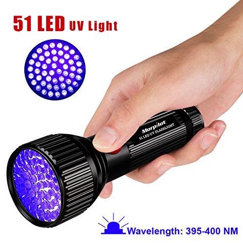 51 LED UV Flashlight Pet Urine Stain Detector 2 Pack - Morpilot Upgrade Best 395nm Ultraviolet Blacklight for Detect Bed Bug Dog Urine Stain Scorpion