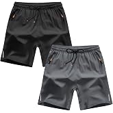 ANHDM Boys Shorts Quick Dry Athletic Running Shorts with Zipper Pockets