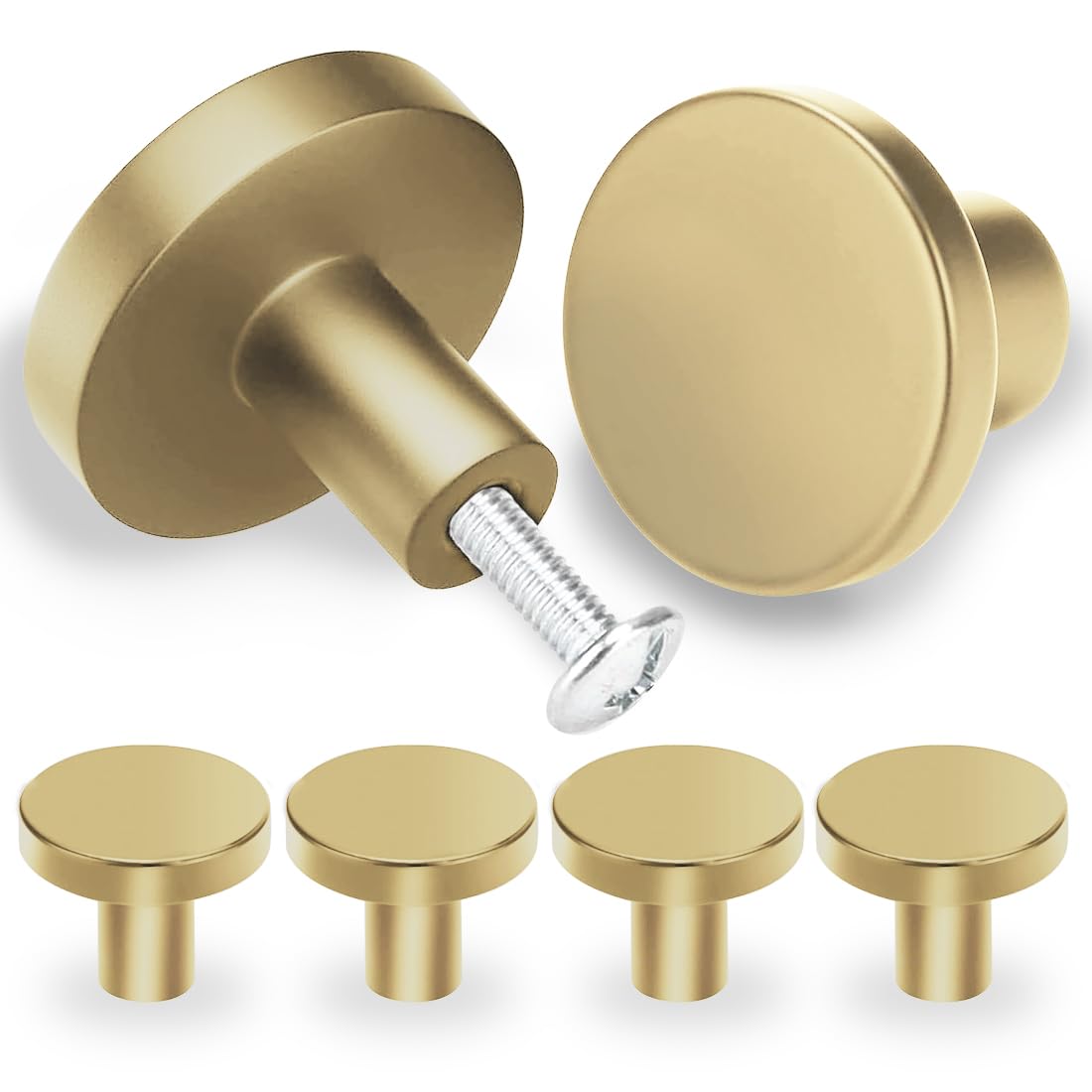 SHSMPXOY 6 PCS Drawer Knobs,30mm Kitchen Cupboard Door Knobs,Modern Cabinet Knobss,Kitchen Cupboard Knobss Door Handles,Stainless Steel Single Hole Handle with Screws for Home Decorating(Gold)