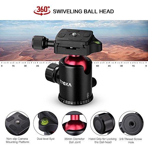 Tycka-Lightweight-65-Aluminum-Travel-Tripod-TK101-360-Panorama-Ball-head-36mm-diam-10kg-Load-Capacity-New-Angle-Adjustment-Lock-and-Twist-lock-Comfortable-and-Easy-to-Use-for-Camera-Camcorder