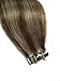 Tape in Hair Extensions Remy Human Hair Brown to Blonde Highlights 40grams/20pcs Seamless Skin Weft Blond Balayage Tape Hair Extensions, 18