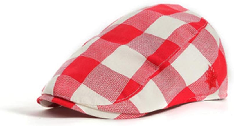 SELYChildren's Classic Contrast Color Checkered Duck Tongue Painter Beret Cotton Outdoor hat
