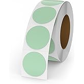 YIKIADA Green Circle Thermal Labels Vinyl 1 Inch Self-Adhesive Round Stickers Roll Waterproof Printer Decals Name Tag for QR Code DIY Office Address 500 PCS