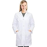 Snwquik Lab Coat for Woman,White Doctor Costume for Adults, Long Sleeve Unisex Science Medical Coat
