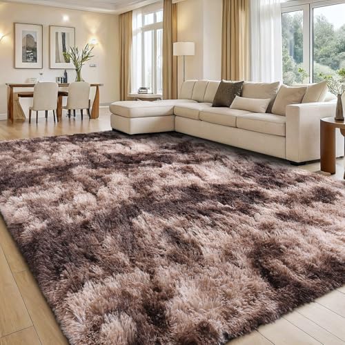 smiry Hochflor Teppich Wohnzimmer, Waschbar Anti-Rutsch Moderner Flauschiger Kuscheliger Teppich für Wohnzimmer Deko, Schlafzimmer, Kinderzimmer, 200