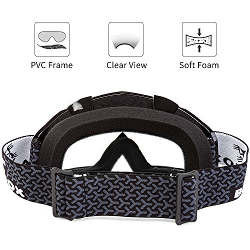 BATFOX Motorcycle ATV Goggles Dirt Bike Motocross Safety ATV Tactical Riding Motorbike Glasses Goggles for Men Women Youth Fit Over Glasses UV400 Protection Shatterproof (Black&Silver)