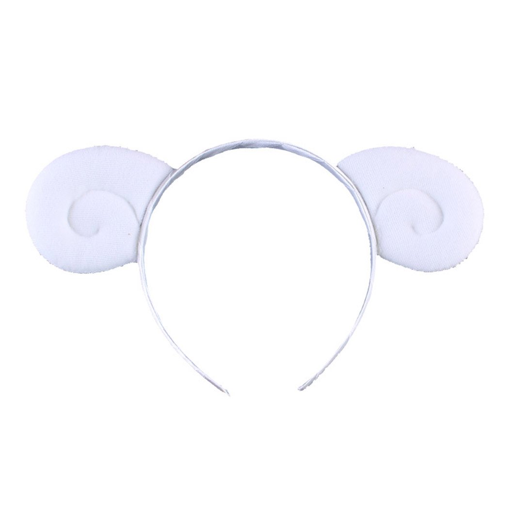 She's Shining Cute Sheep Horn Headband Women Girls Animal Ears Costume Christmas Party Hair Accessories - White
