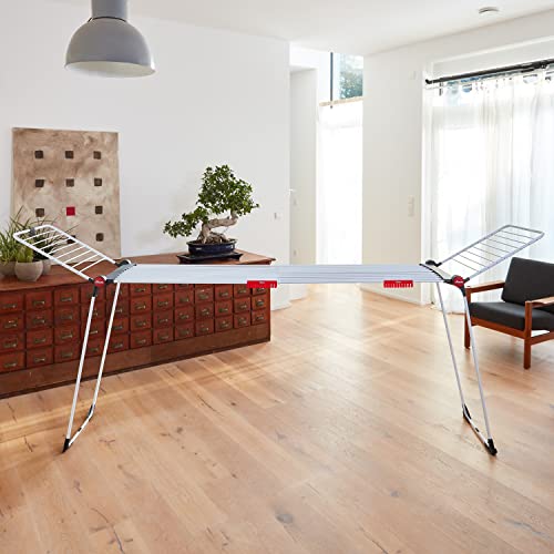 Vileda - Infinity Flex Airer - Expandable and Adaptable Foldable Indoor Clothes Airer - XXL Anti-Fingerprint Tubes - Table-Size Clothes Airer for Large Rooms - Large Steel Airer
