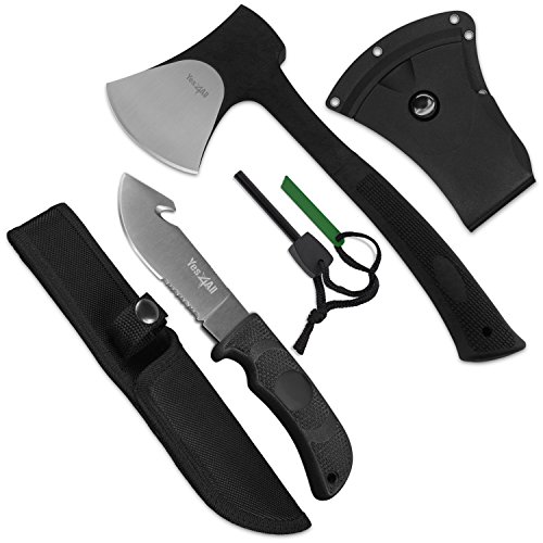 Yes4All Camping Axe and Knife Kit with Sheath & Fire Starter, 12.25