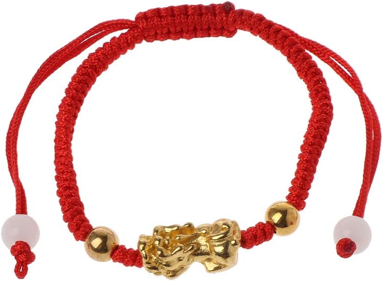 WDTong Chinese Feng Shui Gold Pi Xiu Kabbalah Red String Bracelet Evil Eye Protection