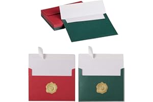 WISHOP 50 Pieces Christmas Envelopes Metallic Color Self Seal Envelopes with Gold Stickers for Greeting Cards, Invitations, Postcards (Christmas Green/Red, 5x7)