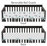 Sweet Jojo Designs Turquoise Blue and Gray Earth and Sky Long Front Rail Guard Baby Teething Cover Crib Protector Wrap