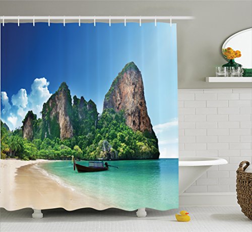 Ambesonne Tropical Shower Curtain Railay Beach Krabi Thailand