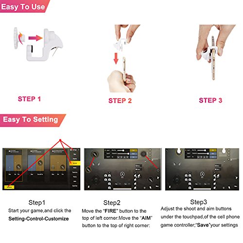 Mobile Game Controller for Fortnite/PUBG/Knives Out/Rules of Survival Button Touch Sensitive Shoot and Aim Triggers Accessories Joystick and Mobile Gamepad for Android IOS Phones Upgraded Version