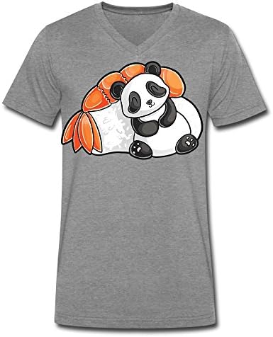 Iboqumin Cute Sushi Panda Custom Men's Blank V-Neck T-Shirt M DeepHeather